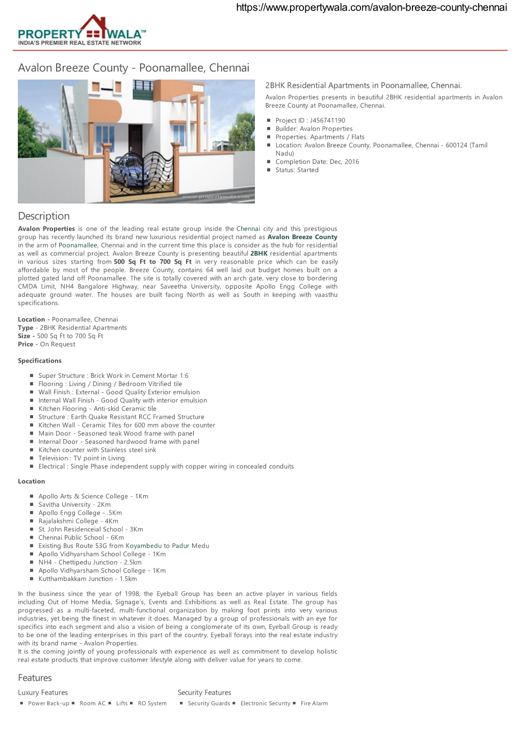 Avalon Breeze County - Poonamallee, Chennai 2BHK Residential Apartments in Poonamallee, Chennai