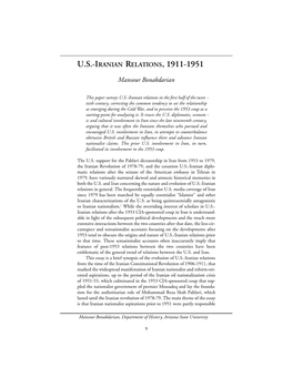 US-Iranian Relations, 1911 – 1951
