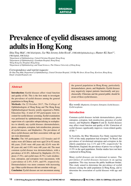 Prevalence of Eyelid Diseases Among Adults in Hong Kong