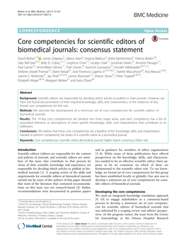 Core Competencies for Scientific Editors Of