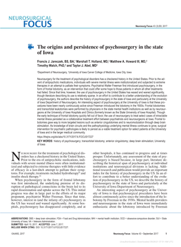 The Origins and Persistence of Psychosurgery in the State of Iowa