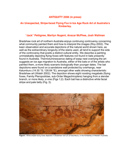 ANTIQUITY 2008 (In Press) an Unexpected, Stripe-Faced Flying Fox in Ice Age Rock Art of Australia's Kimberley. “Jack” Pett