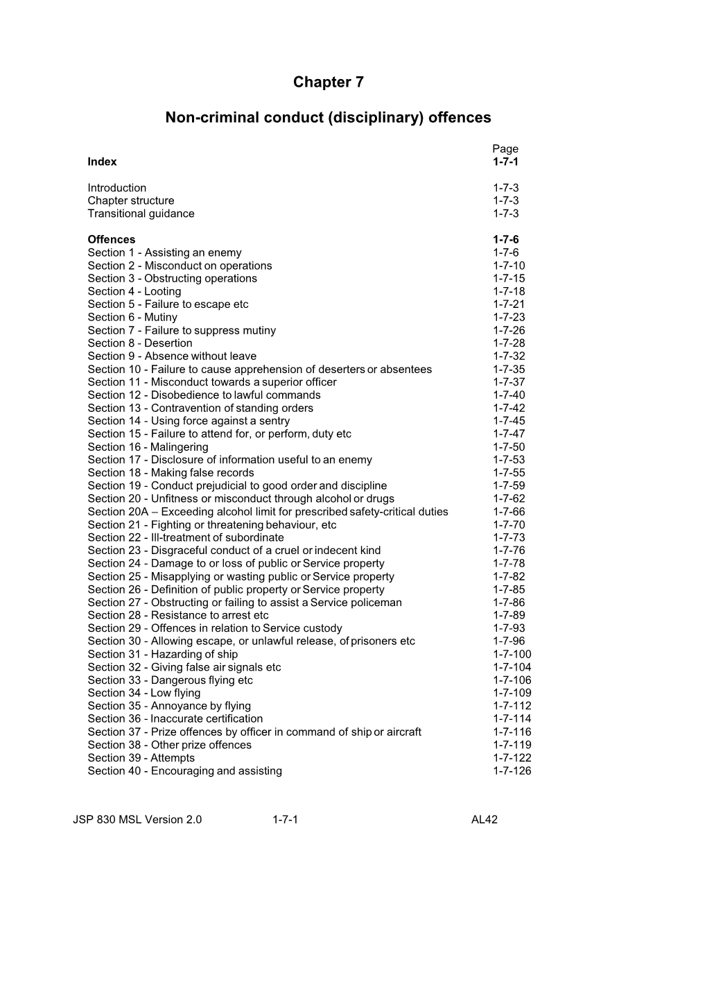 Non-Criminal Conduct (Disciplinary) Offences (Manual of Service Law)