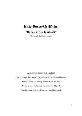 Kate Bosse-Griffiths: “Dy Bobl Di Fydd Fy Mhobl I”