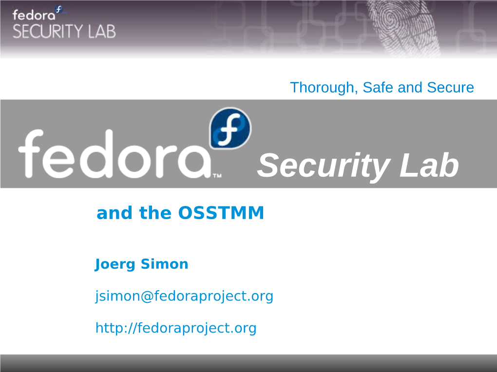 A Fedora Security Lab Presentation