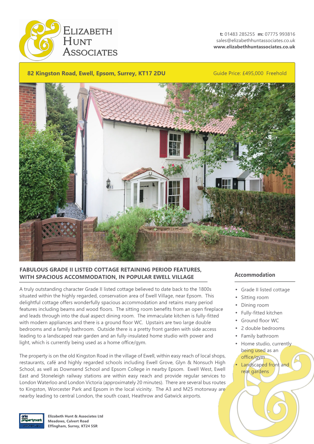 82 Kingston Road, Ewell, Epsom, Surrey, KT17 2DU Guide Price: £495,000 Freehold