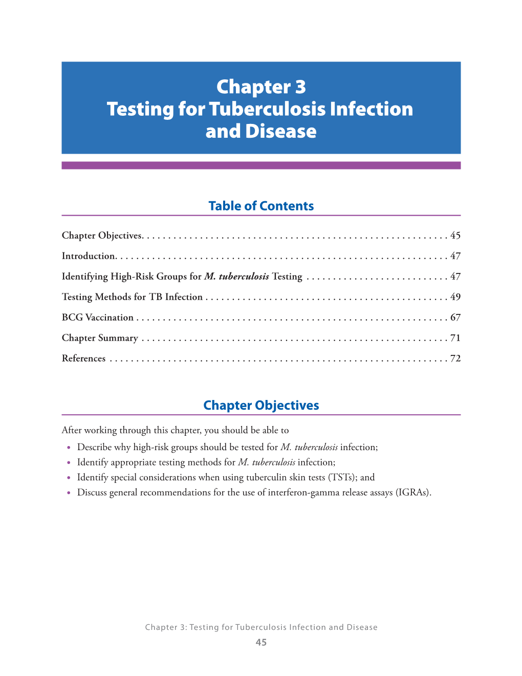 Chapter 3 Testing for Tuberculosis Infection and Disease