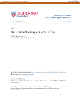 The Court of Exchequer Comes of Age, in Tudor Rule and Revolution 149-158 (Delloyd J