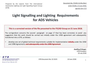 Light Signalling and Lighting Requirements for ADS Vehicles