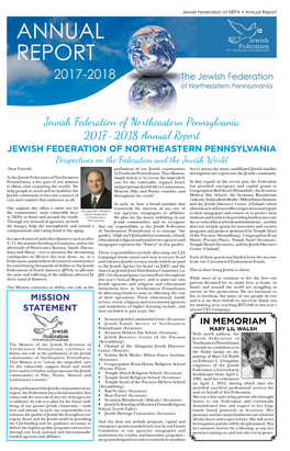 Jewish Federation of Northeastern Pennsylvania 2017-2018 Annual