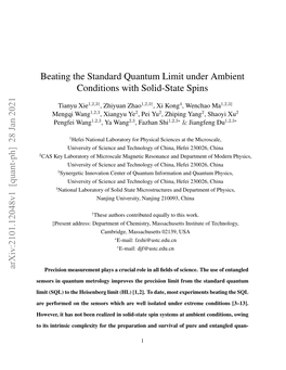 Beating the Standard Quantum Limit Under Ambient Conditions with Solid-State Spins