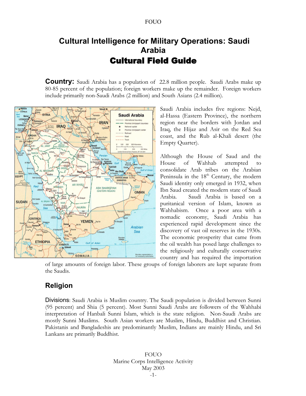 Saudi Arabia Cultural Field Guide