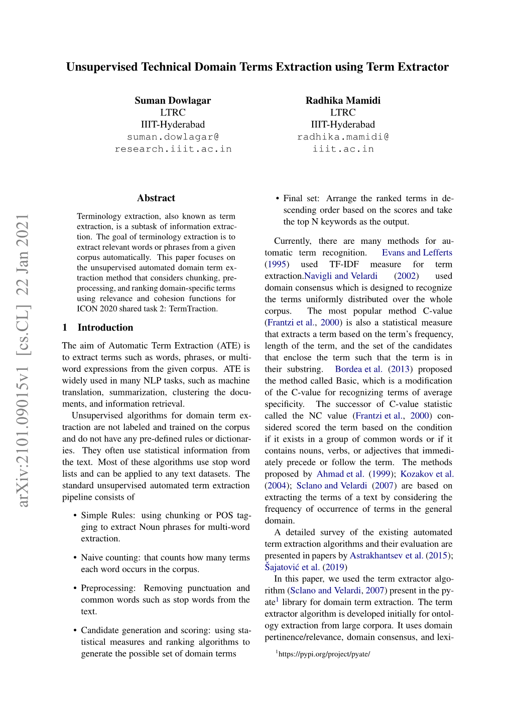 Arxiv:2101.09015V1 [Cs.CL] 22 Jan 2021 Ieyue Nmn L Ak,Sc Smachine As Such Tasks, Is NLP ATE Many in Corpus