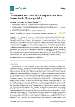 Cyclodextrin Rotaxanes of Pt Complexes and Their Conversion to Pt Nanoparticles