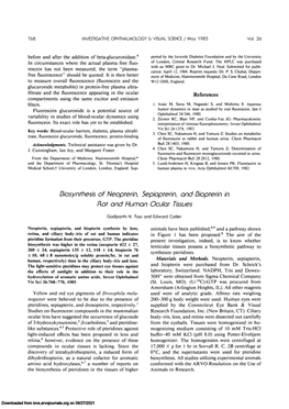 Diosynrhesis of Neopterin, Sepioprerin, Ond Diopterin in Rar Ond Humon Oculor Tissues