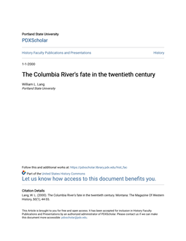 The Columbia River's Fate in the Twentieth Century