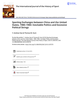 Sporting Exchanges Between China and the United States, 1980–1984: Inevitable Politics and Excessive Political Strings