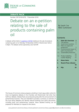 Debate on an E-Petition Relating to the Sale of Products Containing Palm Oil 3