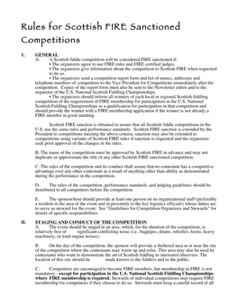 Rules for Scottish FIRE Sanctioned Competitions