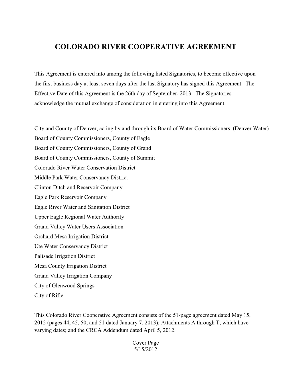 Colorado River Cooperative Agreement