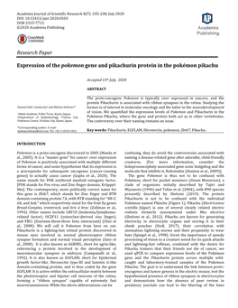 Research Paper Expression of the Pokemon Gene and Pikachurin Protein in the Pokémon Pikachu