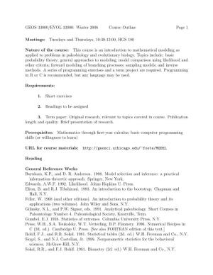 GEOS 33000/EVOL 33000: Winter 2006 Course Outline Page 1