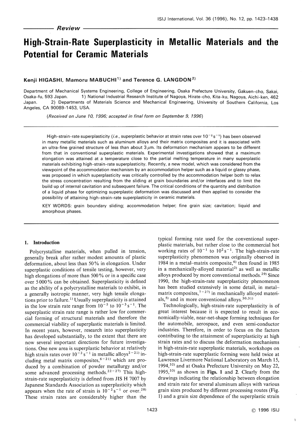 High-Strain-Rate Superplasticity Materials And