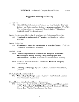 Research Design and Reports Bibliography & Glossary