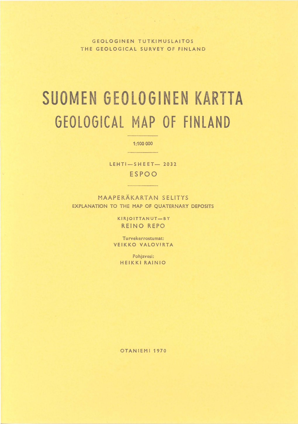 SUOMEN GEOLOGINEN KARTTA Geological MAP Of FINLAND - DocsLib