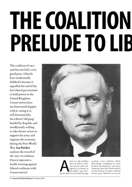 The Coalition of 1915 – 1916 Prelude to Liberal Disaster