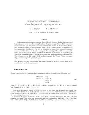 Improving Ultimate Convergence of an Augmented Lagrangian Method