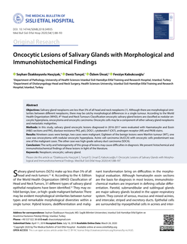Oncocytic Lesions of Salivary Glands with Morphological and Immunohistochemical Findings
