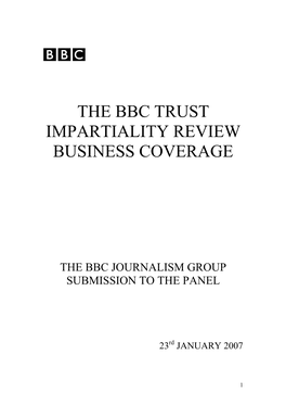 The Bbc Trust Impartiality Review Business Coverage