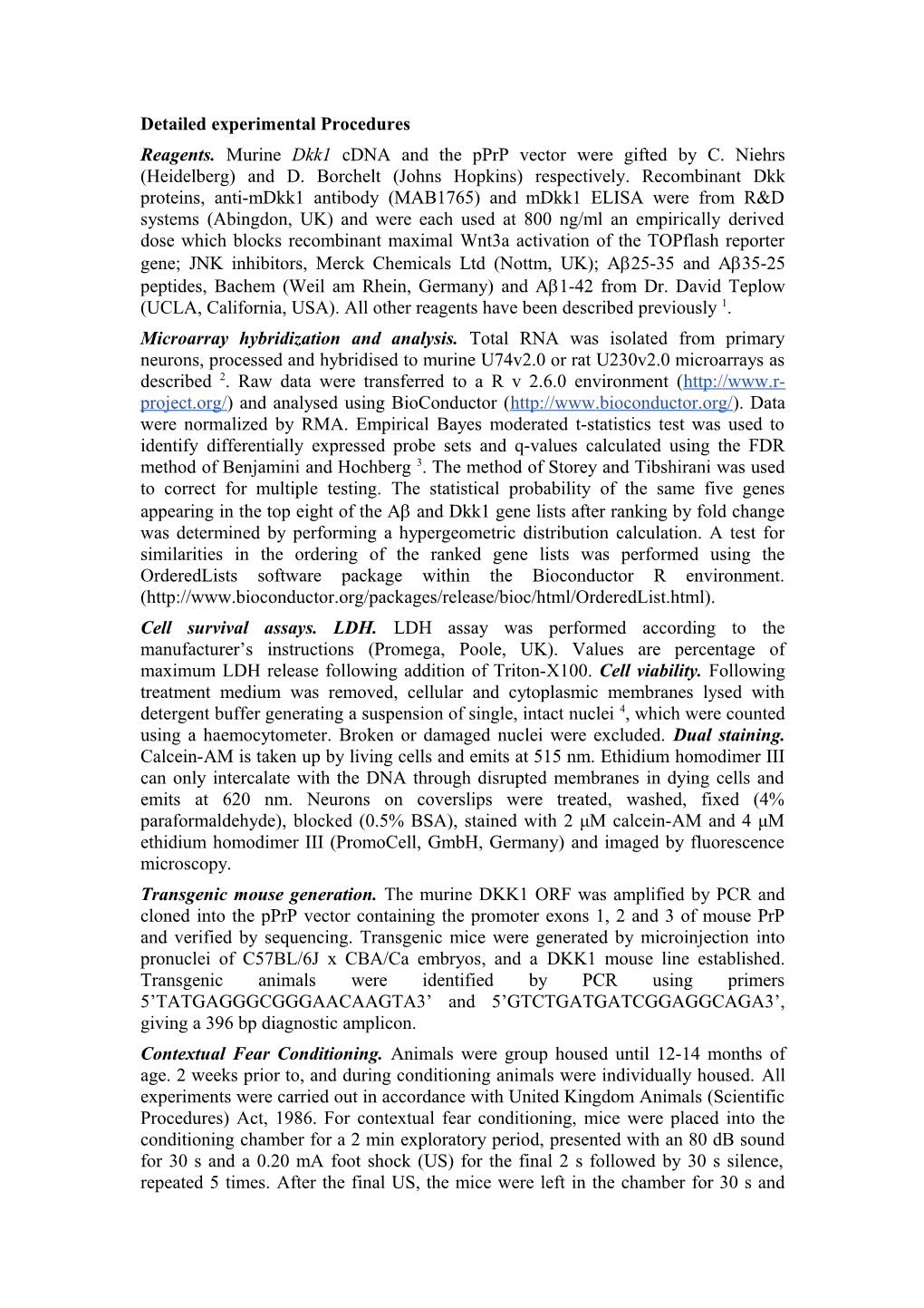 Detailed Experimental Procedures