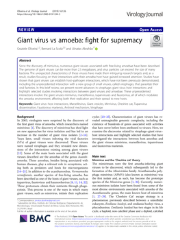 Giant Virus Vs Amoeba: Fight for Supremacy Graziele Oliveira1,2, Bernard La Scola2,3 and Jônatas Abrahão1*