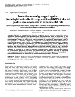 Protective Role of Gossypol Against N-Methyl-N'-Nitro-N