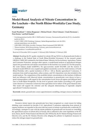 Model-Based Analysis of Nitrate Concentration in the Leachate—The North Rhine-Westfalia Case Study, Germany