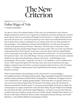 Father Riggs of Yale by Stephen Schmalhofer