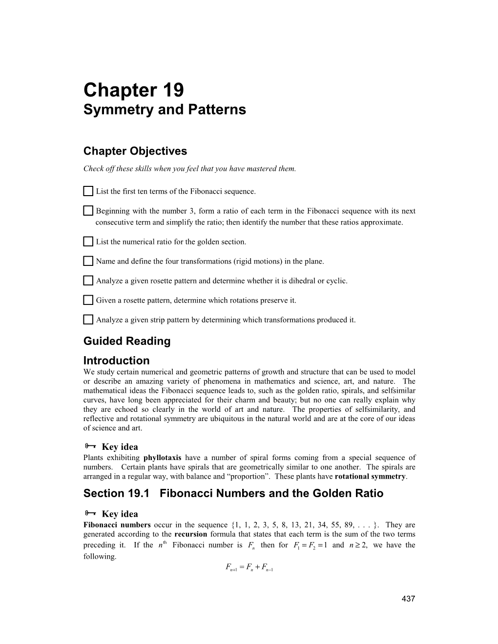 Chapter 19 Symmetry and Patterns