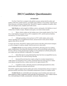 2013 Candidate Questionnaire