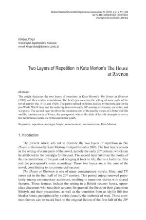 Two Layers of Repetition in Kate Morton's the House at Riverton