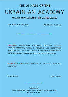 The Annals of UVAN, Volume XII, 1969-1972