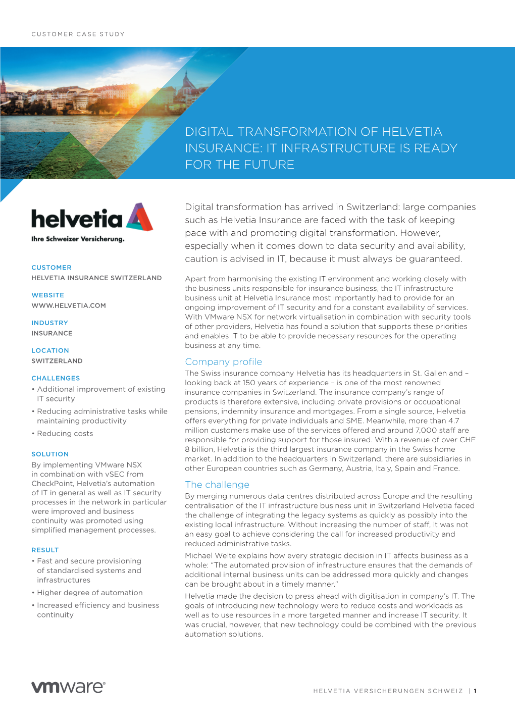 Digital Transformation of Helvetia Insurance: It Infrastructure Is Ready for the Future