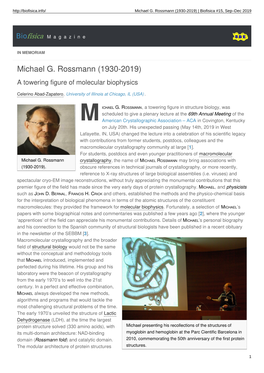 Michael G. Rossmann (1930-2019) | Biofisica #15, Sep–Dec 2019