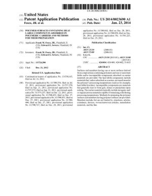 (12) Patent Application Publication (10) Pub. No.: US 2014/0023690 A1 Fosco, JR