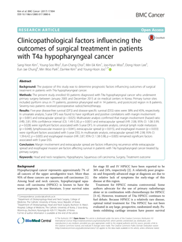 Clinicopathological Factors Influencing the Outcomes of Surgical Treatment