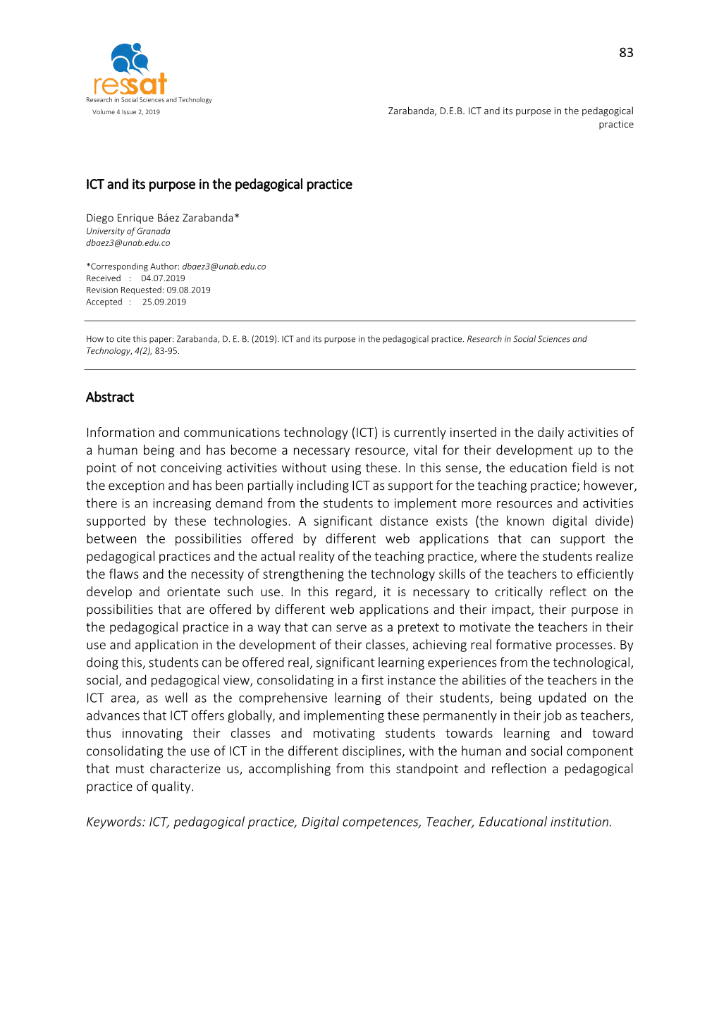 83 ICT and Its Purpose in the Pedagogical Practice Abstract