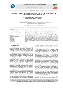 Assessment of Rockfall Hazard of Hill Slope Along Mumbai-Pune Expressway, Maharashtra