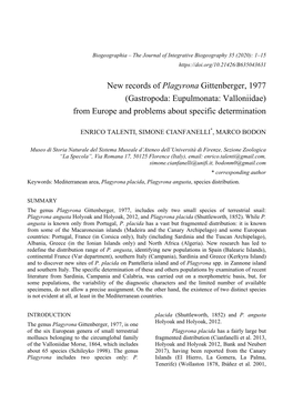 New Records of Plagyrona Gittenberger, 1977 (Gastropoda: Eupulmonata: Valloniidae) from Europe and Problems About Specific Determination