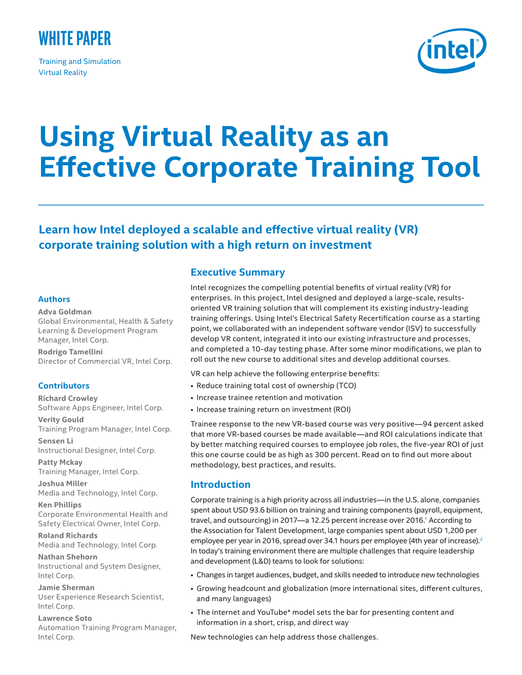 Corporate Training with Virtual Reality